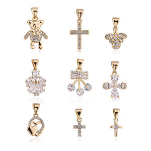 Lab Grown Gemstone Teardrop Heart Star Charm Pendant Gold Wholesale Set - Product Image 4