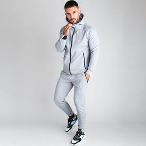 Ensemble de survêtement pour homme en coton/polyester respirant avec logo personnalisé - Vêtements décontractés en polaire de haute qualité avec col double couche - Product Image 4