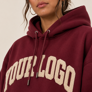 Oversized <b>Sweatsuit</b> Set <b>Women</b> Custom Woven Patch Embroidery Elastic Waistband Drawstring Heavyweight Cotton Fleece Tracksuit - Product Image 6