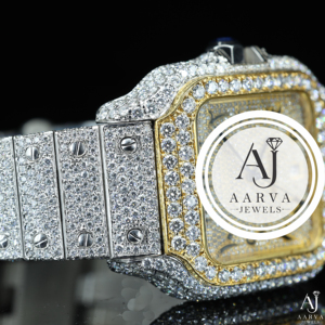 Montre mécanique de luxe Aarva Jewels Hip Hop Iced Out avec cadran carré, aiguilles, boîtier en acier inoxydable, fermoir papillon et verre - Product Image 5