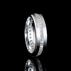 Anillo de Boda para Hombre con Diamante Cultivado en Laboratorio, Corte Princesa, Chapado en Rodio, Bonito Regalo de Compromiso en Oro de 10K/14K/18K y Plata 925/935 - Product Image 3