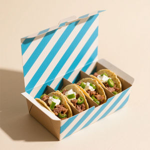 Biodegradable Eco-Friendly Paper Food Box Packaging for Tacos Kraft Disposable Food Grade <b>Container</b> Printed Dividers Taco Boxes - Product Image 4