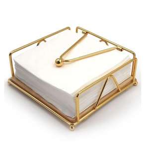 Porta Servilletas Metálico Dorado, Elegante Organizador de Papel Tisú para Mesa de Comedor, Cocina, Oficina, Baño - Product Image 1