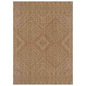 Tapis géométrique moderne rectangulaire en polypropylène, tissage plat, résistant aux taches, à poils fins, pour extérieur - Product Image 4