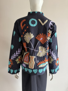 Chaqueta de Algodón Bordada con Flores, Cuello Mandarín, Manga Larga, Estilo Boho Chic para Mujer, Chaqueta Vintage Tejida a Mano - Product Image 2