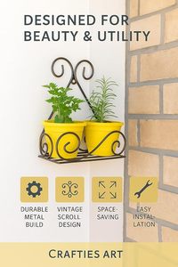 <b>Vintage</b> Metal Wall Flower <b>Stands</b> With Powder Coated Finish For Indoor Green <b>Plants</b> Rustic Design - Product Image 4