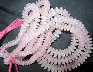 Perles de quartz rose naturel, taille allemande, facettées en rondelles, de 7 à 12 mm - Product Image 4