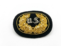 Écusson personnalisé brodé main en fil d'or, motif couronne de lauriers – Badge cérémoniel, reproduction historique, souvenir, objet de collection, cadeau