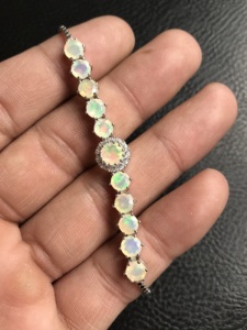 Hot Selling Round Shape Opal <b>Bracelet</b> In Prong Setting With 925 <b>Solid</b> Sterling <b>Silver</b> Tennis <b>Bracelet</b> Simple Fine <b>Bracelet</b> - Product Image 3