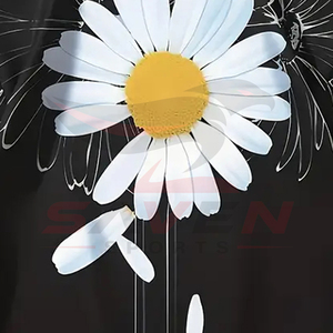 Camisetas de Hombre 100% Algodón, Camiseta Casual de Manga Corta con Estampado de Margaritas, Corte Holgado, Diseño Floral, Camisetas Extra Grandes - Product Image 4
