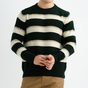 Pull en maille côtelée ample personnalisé de haute qualité pour homme, col rond, design vert crème confortable, fabriqué au Pakistan, OEM ODM - Product Image 1