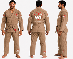 ชุดคิโมโน BJJ สำหรับผู้ชาย ผ้าฝ้าย 100% ทนทาน ทรงปกติ ชุดฝึกศิลปะการต่อสู้ สีแทน - Product Image 5