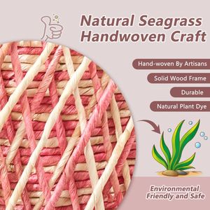 Pouf Ottomano Naturale Intrecciato, Sgabello Rustico Fatto a Mano con Seduta Imbottita Morbida, Poggiapiedi Boho per Soggiorno - Product Image 6