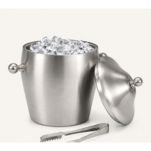 Wholesale Stainless Steel <b>Ice</b> <b>Bucket</b> <b>with</b> <b>Lid</b> and Tongs Double Wall Insulated Wine Champagne Chiller <b>Bucket</b> Metal <b>Ice</b> Container - Product Image 5