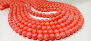 Perles de corail rose naturel en forme de boule, simples, 5 mm, brin de 8 pouces de long - Product Image 2