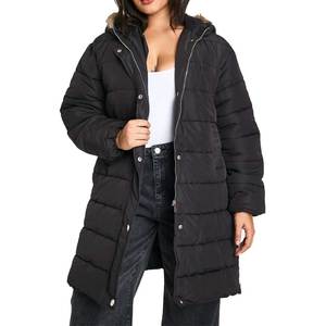 Parka Femme Hiver Chic et Tendance, Coupe Slim, Couleur Unie Noire, Longueur Genou, Style Américain et Européen - Product Image 2