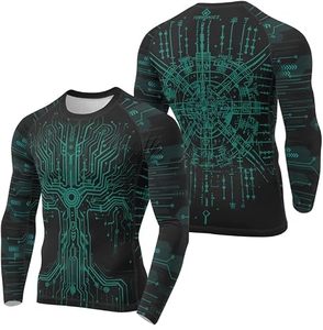 <b>Custom</b> Printed Long Sleeve Rash Guard <b>Compression</b> <b>Shirt</b> for Men with Circuit Board <b>Design</b> Full Sleeve Quick Dry - Product Image 1