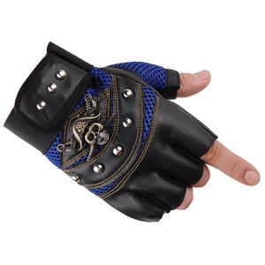 Gants de sécurité mi-doigts en cuir PU pour hommes, style punk, compatibles écran tactile, pour voyage, conduite, gym, fitness - Product Image 2