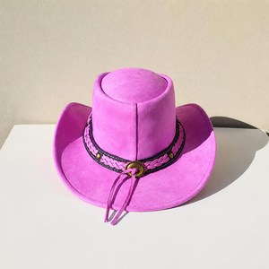 Sombrero Vaquero de Cuero Rosa de Primera Calidad, Personalizado, para Mujer, Ala Ancha, Estilo Western, para Festivales, Rodeos y Disfraces - Product Image 4