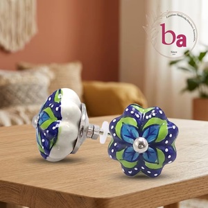 Ba Ceramic Flower Knob Modern <b>Style</b> Durable Eco-Friendly Cabinet Handle Melon Shape Easy Installation Home Office Use - Product Image 1