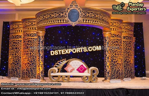 Magnifique apparence grande scène de mariage allemagne réception royale nuit or noir thème scène Grand Royal Look mariage scène décor - Product Image 6