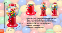 Distributeur de bonbons en verre et alliage d'aluminium style rétro Columbia, modèle M811-02, pour la maison