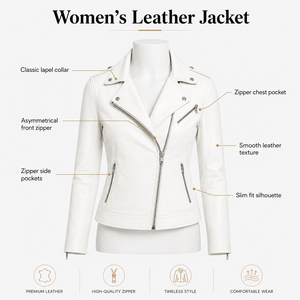 Veste en cuir pour femme tendance, offrant une coupe confortable, une construction robuste et des détails classiques, idéale pour les tenues urbaines et les voyages. - Product Image 6