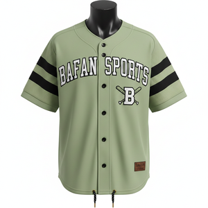 Camiseta 100% algodón para hombre, corte holgado, estampada, estilo jersey de béisbol, paneles de tela de malla entrelazada de poliéster GSM, logotipo con costuras personalizadas. - Product Image 1