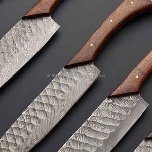 Ensemble de couteaux de chef professionnels en acier inoxydable écologique avec manche en bois de rose - Product Image 4