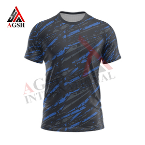 เสื้อยืดแขนสั้นพิมพ์ลายซับลิเมชั่นสำหรับผู้ชาย AGSH สีน้ำเงิน แห้งเร็ว ทรงเข้ารูป สปอร์ต คอกลม ผ้าโพลีเอสเตอร์ - Product Image 2