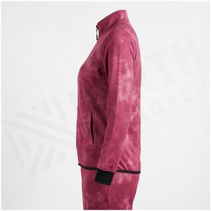 Women's <b>Pink</b> Full Zip Fleece <b>Tracksuit</b> Set With Side Pockets Stand Collar Casual Autumn Wear - Product Image 3