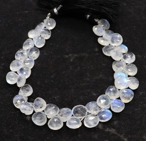 Natural Flashy White <b>Rainbow</b> Moonstone Faceted Heart Shape Beads 9-10 mm White <b>Rainbow</b> Moonstone Beads 8 inch For Jewelry Making - Product Image 1