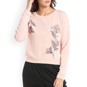 Sweat-shirt personnalisé pour femme à col rond avec motif floral brodé pour femmes, mode décontractée, design personnalisable, pull-over doux - Product Image 1