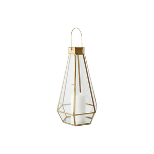 Lanterne porte-bougie en laiton et verre, faite à la main, à facettes géométriques, pour la décoration de table, à prix excellent. - Product Image 1