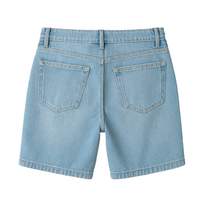 Men's Light Wash Denim Shorts High Waist Straight Leg Casual Summer Cotton Jeans with Pockets Breathable Woven Fabric - Product Image 2