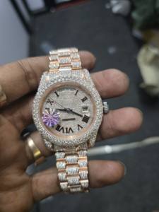 Montre de luxe mécanique édition limitée entièrement sertie de diamants, chiffres romains, acier inoxydable, style hip-hop pour rappeur - Product Image 6