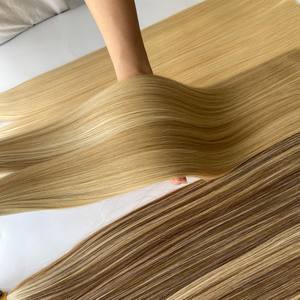 High Quality Vietnamese Cuticle Aligned Virgin Remy Balayage <b>Highlight</b> Human Hair Double Drawn Invisible Skin Weft Hair - Product Image 3