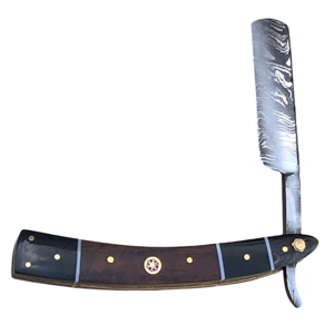 มีดโกนเหล็กดามัสกัสทำมือ ใบมีดคมเดียว ด้ามจับทำจากเขาสัตว์ จับถนัดมือ แถมปลอกหนัง ของขวัญสำหรับเขา - Product Image 2