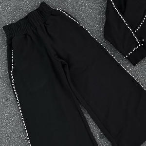 Luxury Rhinestone Two Piece Set Women Streetwear Studded Cropped <b>Zip</b> Up Hoodie and Wide Leg Sweatpants Tracksuit Sweatsuit - Product Image 6