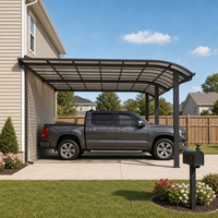 Abri de stationnement pour 2 voitures Angye, style villa moderne de luxe, avec cadre en alliage d'aluminium thermolaqué, auvent durable pour la protection solaire