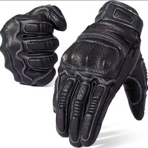 Unisex Genuine White Leather <b>Motorcycle</b> Gloves Black Racing Road Racing Motorbike <b>Grip</b> Protective Summer Outdoor Skiing Casual - Product Image 3