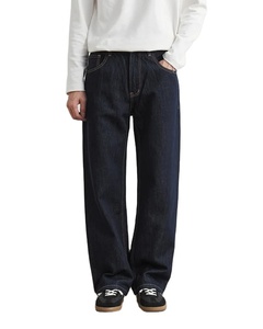 À la mode hommes Denim 2025 mode coupe ample Stretch étiquette personnalisée haute rue droite taille moyenne Denim pantalon Direct usine - Product Image 5