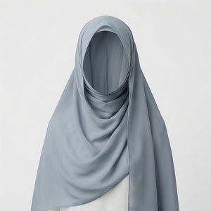 Hiyab de poliéster de color sólido para mujer, tela jersey, agradable al tacto, para uso diario, pañuelo étnico de Oriente Medio. - Product Image 1