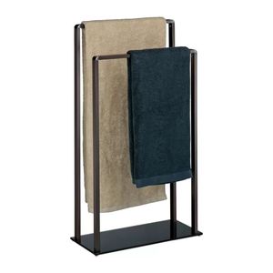 Porte-serviettes de salle de bain sur pied à trois niveaux en métal noir, design moderne, personnalisé en usine, pour séchage et rangement - Product Image 3