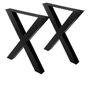 Pieds de table traditionnels en métal pour meubles de salle à manger, 2 pièces, 28" x 24", structure en X pour meubles/bureau/table à manger EDPTBL002 - Product Image 1