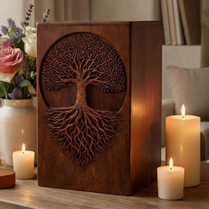 Premium Walnut Wood Urn for Human Ashes Eco Friendly Bamboo Cremation Urn Box by AYAANS - Product Image 1