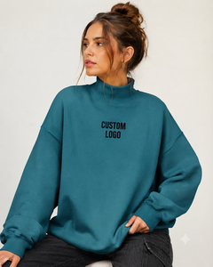 Sudadera Oversize de Cuello Alto para Mujer, de Algodón Grueso y Felpa, Estilo Contemporáneo, Personalizable con Logotipo - Product Image 1