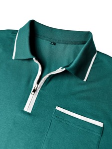 Camiseta de Punto de Manga Corta Unisex para Hombre, Personalizable, Transpirable, de Alta Calidad, Diseño con Cierre Frontal de Color Sólido, Venta al Por Mayor - Product Image 5