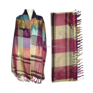 Écharpe en soie polyester de Varanasi, tricotée brillante, pour femmes et hommes, douce, luxueuse, élégante, légère, de créateur - Product Image 2