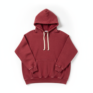 Sudadera con Capucha Extra Grande de Algodón Rojo para Hombre, Sudadera Informal de Color Sólido con Bolsillo para Otoño - Product Image 1